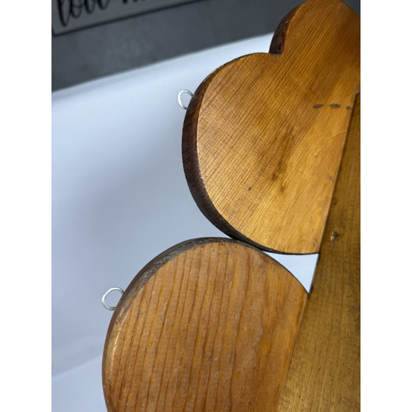 Vintage Pine Wood Double heart shelf Wall Hanging Decor 18 x5x8” EUC - Picture 6 of 10